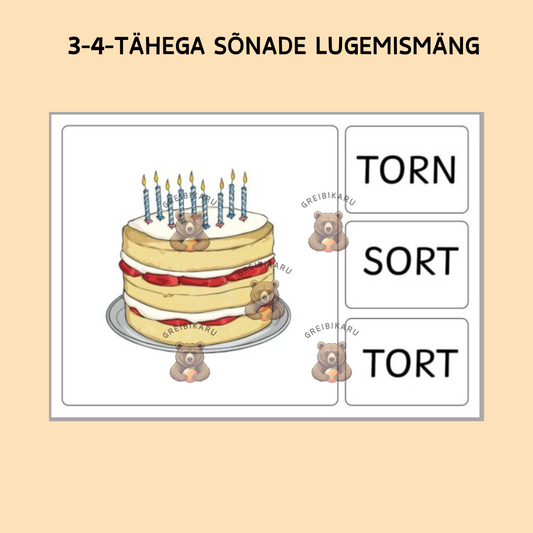 3-4-tähega sõnade lugemismäng