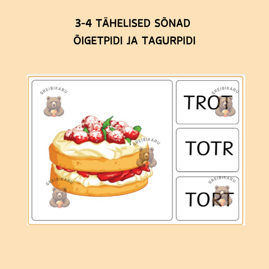 3-4 tähelised sõnad õigetpidi ja tagurpidi