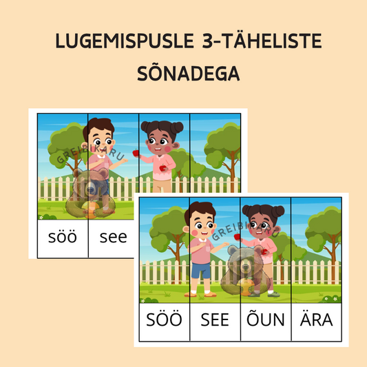 Lugemispusle 3-täheliste sõnadega