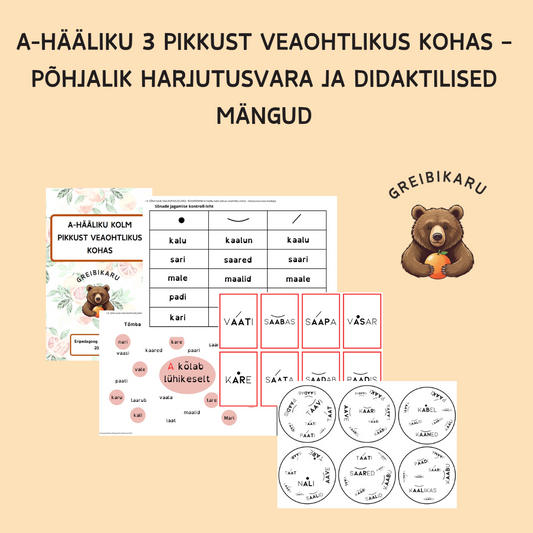 A-hääliku 3 pikkust veaohtlikus kohas – põhjalik harjutusvara ja didaktilised mängud
