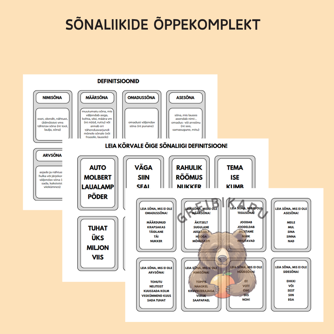 Sõnaliikide õppekomplekt