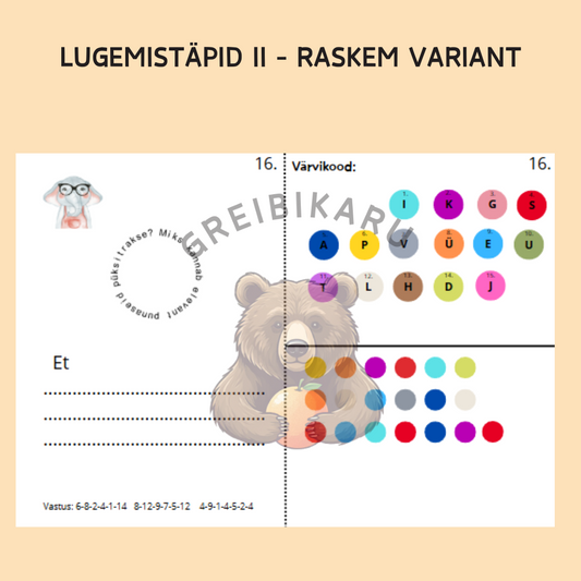 Lugemistäpid II - raskem variant