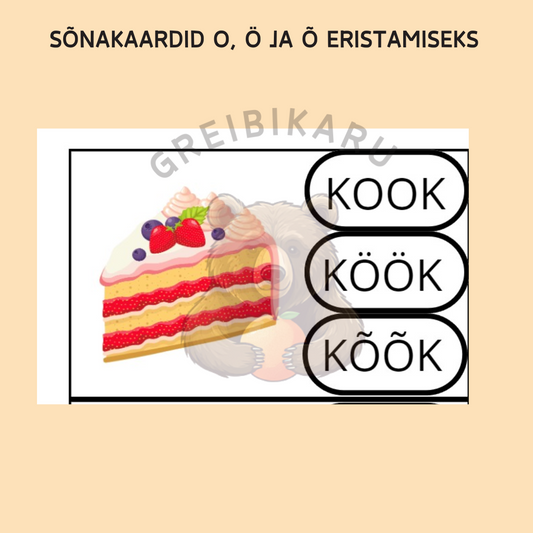 Sõnakaardid O, Ö ja Õ eristamiseks