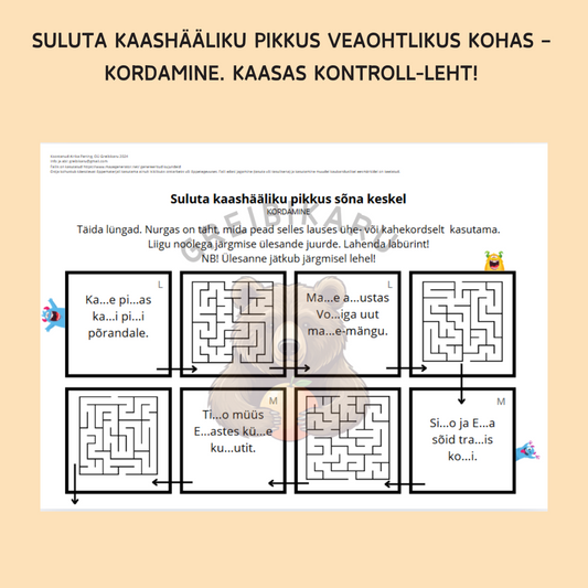 Suluta kaashääliku pikkus veaohtlikus kohas – kordamine. Kaasas kontroll-leht!