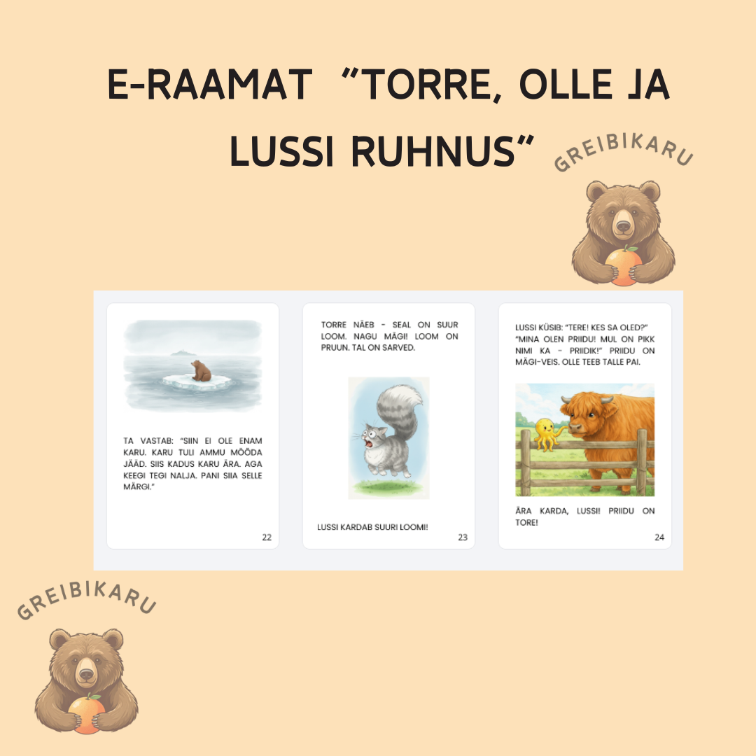 E-raamat vähese lugemisoskusega lastele "Torre, Olle ja Lussi Ruhnus"