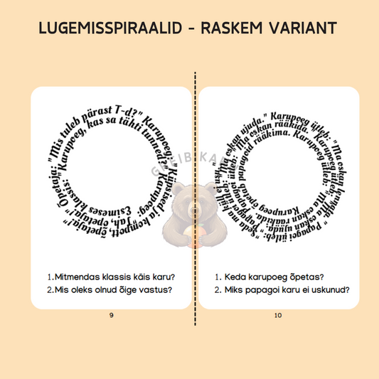 Lugemisspiraalid - raskem variant
