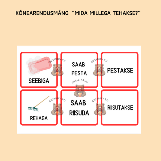 Kõnearendusmäng "Mida millega tehakse?"