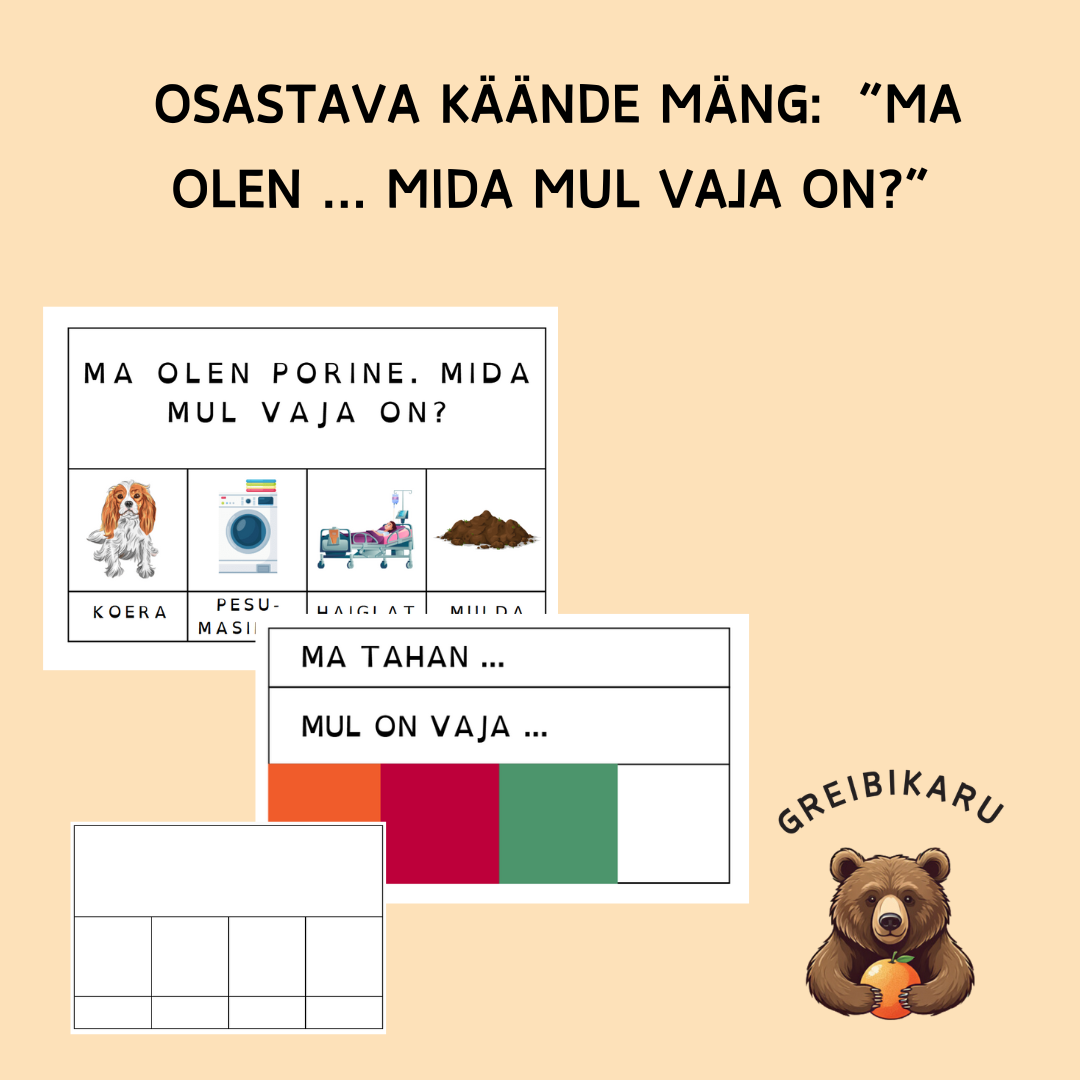 Osastava käände mäng "Mida mul vaja on?"