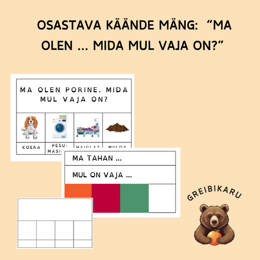 Osastava käände mäng "Mida mul vaja on?"