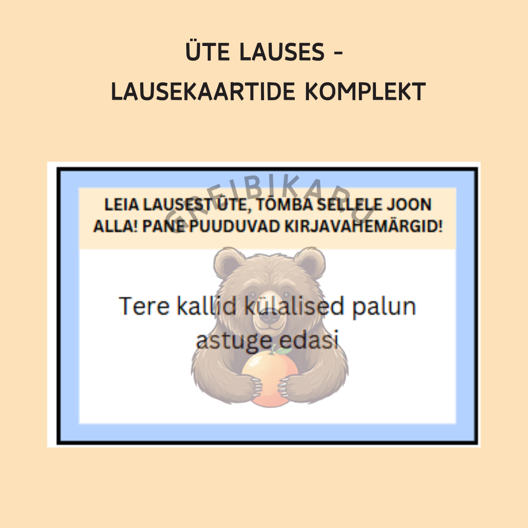 Üte lauses - lausekaartide komplekt