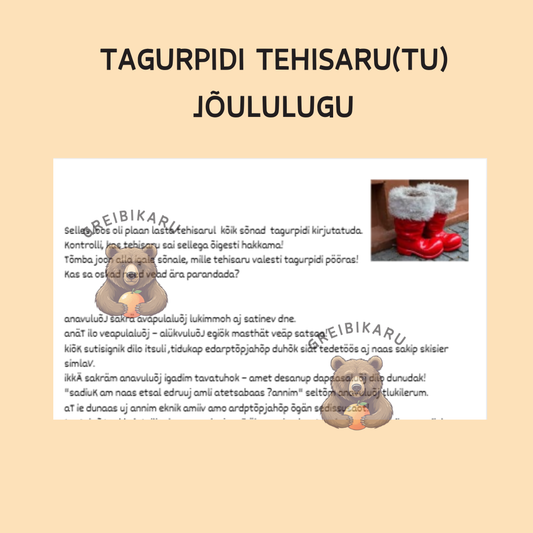 Tagurpidi tehisaru(tu) jõululugu - lugemisvilumuse treenimise ülesanded