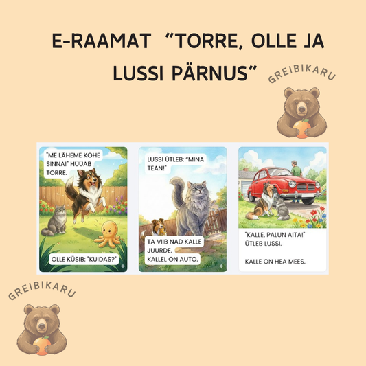 E-raamat vähese lugemisoskusega lastele "Torre, Lussi ja Olle Pärnus"