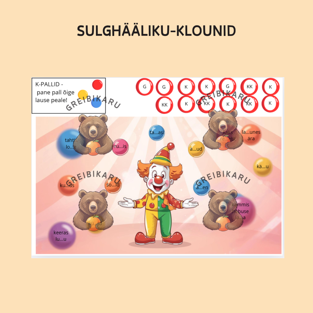 SULGHÄÄLIKU KOLM PIKKUST - KLOUNID