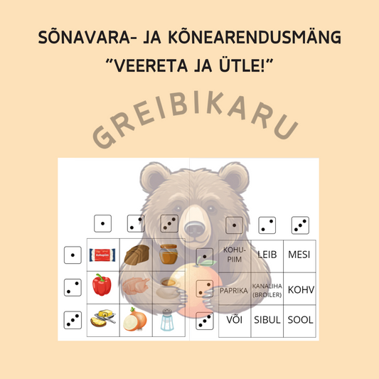 Sõnavara- ja kõnearendusmäng "Veereta ja ütle! - söök ja jook