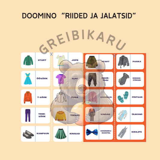 2 DOOMINOT "RIIDED JA JALATSID" - eri raskusastmes!